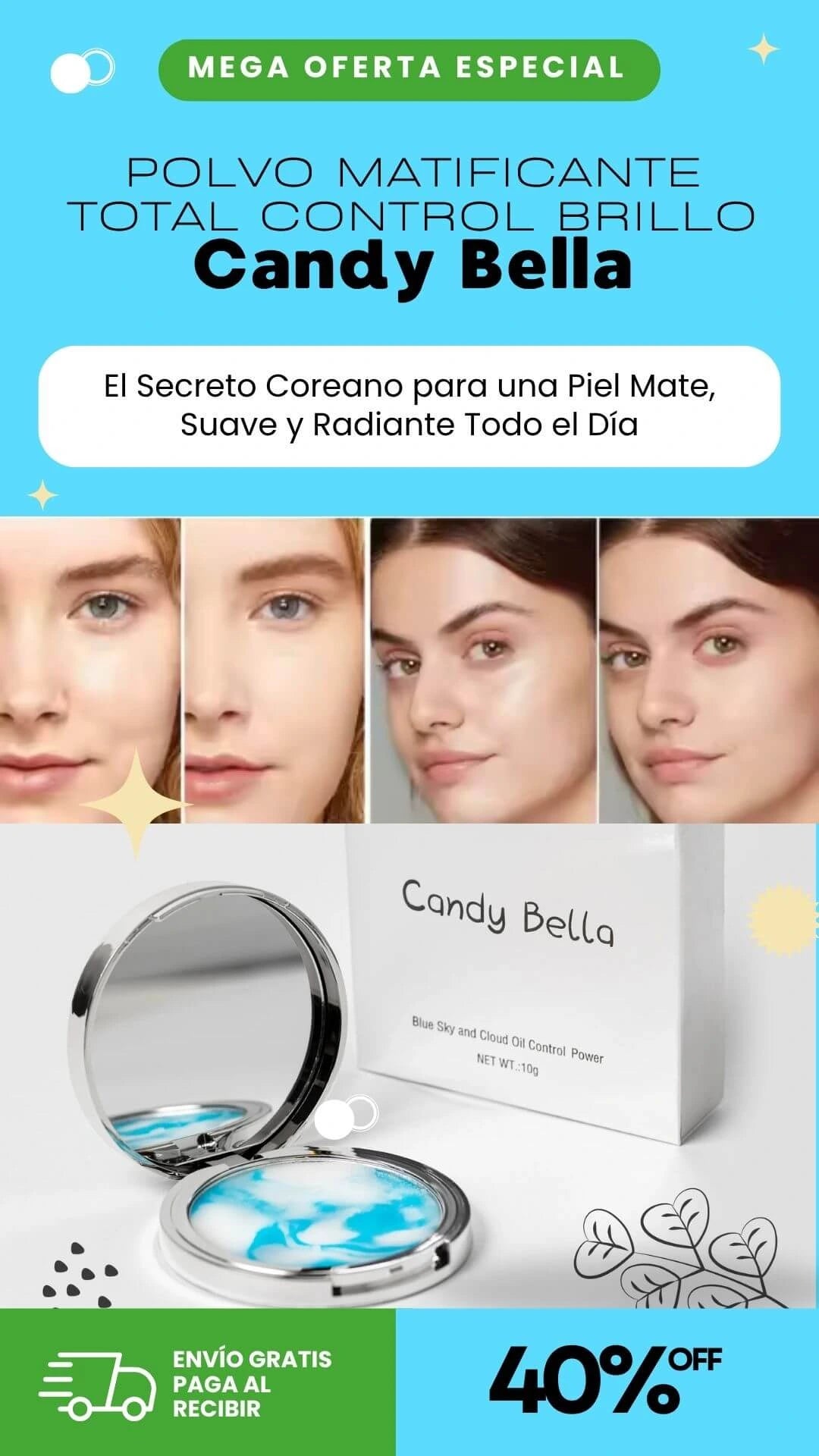 Candy Bella® – Gel Matificante Natural 🟢 40% DTO + ENVÍO GRATIS 🎀🎀🎀